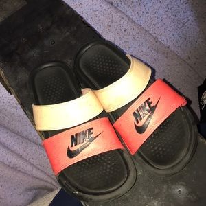 Pink nike slides